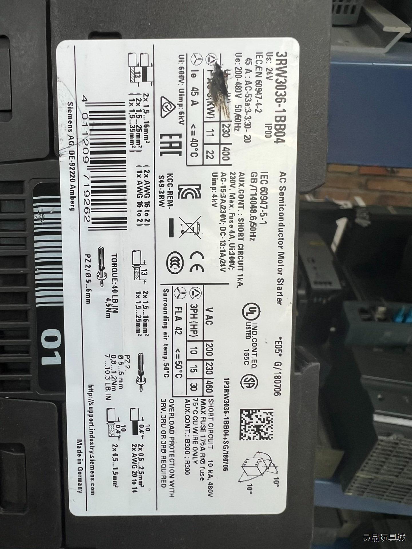 西门子软启动器，订货号3RW3036-1BB14，原装拆机，议价商品