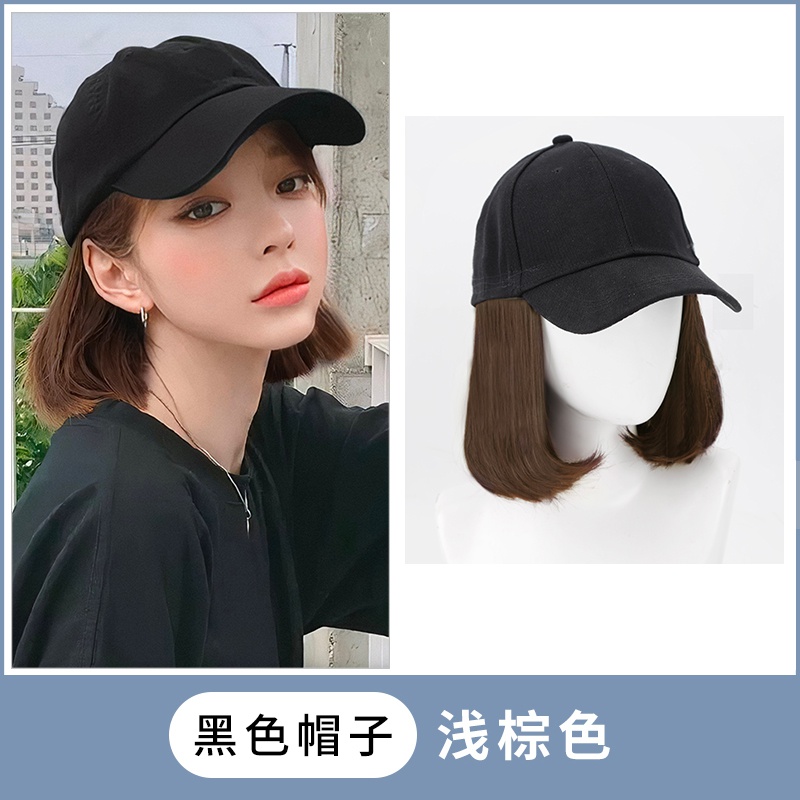 秋冬款网红可甜鸭舌帽子可盐舒适新款假发帽子女简单短v发冬天秋