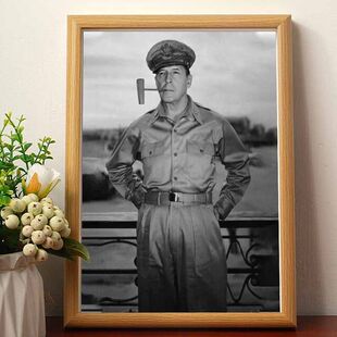 五星上将麦克阿瑟搞笑书法名人装饰画相框摆台桌面摆件送闺蜜礼物