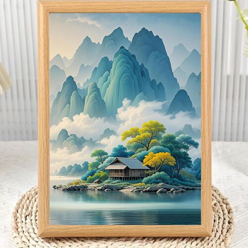 治癒系田园风景画相框摆台山水30