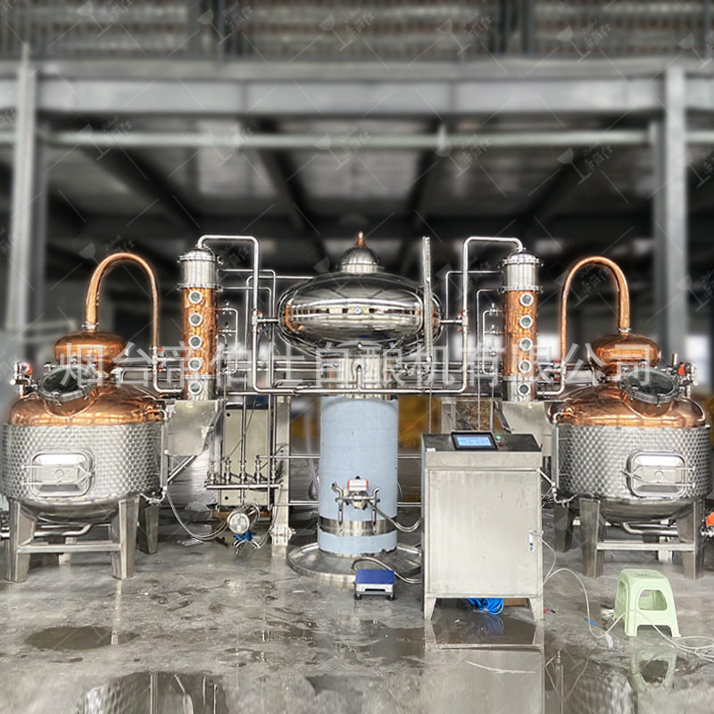 全自动紫铜壶塔结合蒸馏器威士忌白兰地2吨大型酿酒设备帝伯仕