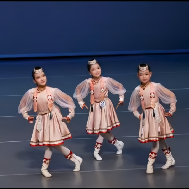 儿童蒙古族少数民族服装女童白马舞蹈演出服大草原筷子舞表演服