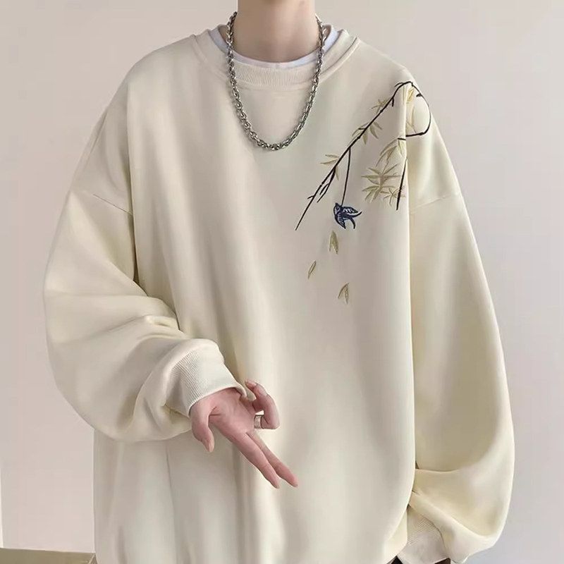 新款新中式恤国风印花长袖无帽