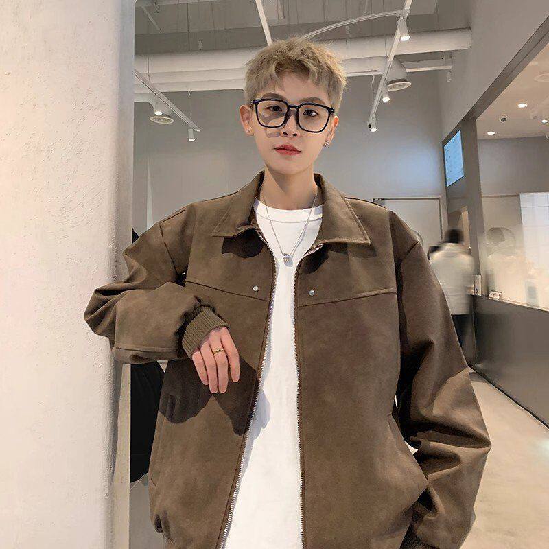 2024夹克anfit复古潮牌新款美式男款痞帅宽松春秋皮衣cle炸街外套