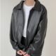 PU拉链黑色春秋季 款 宽松皮衣基础ins皮夹克机车男士 休闲外套跨境