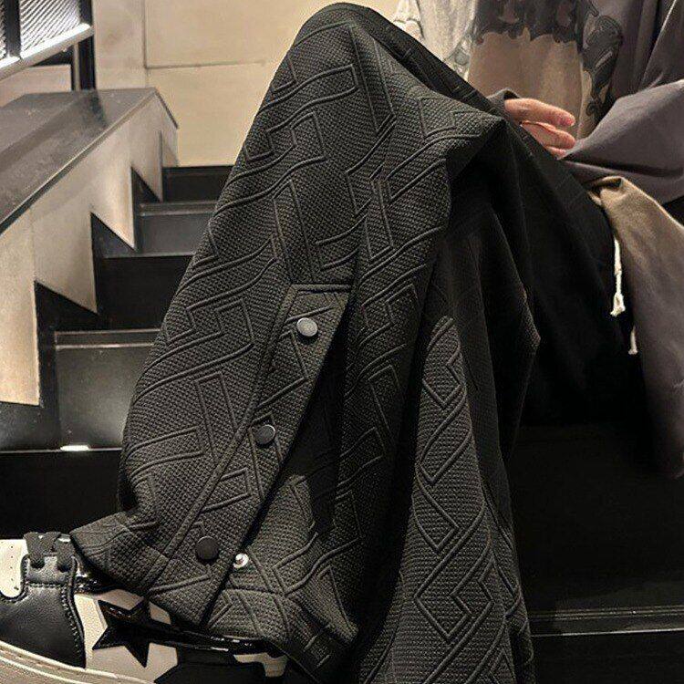 排扣裤子复古重磅美式男款长裤oversize卫裤垂感vibe休闲高街开叉