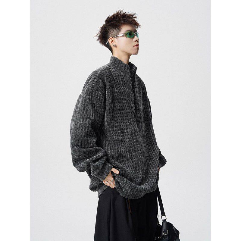 解构美式外套半潮牌加厚拉链男款加绒冬季高级感男装设计卫衣套头