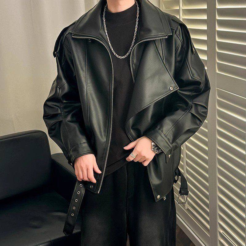 2025美式男士新款皮衣复古宽松男款高级感痞帅飞行夹克机车外套男