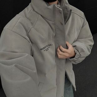 加厚服外套立领抗寒棉服青少年棉衣皮衣美式 高级感棉袄男面包冬季