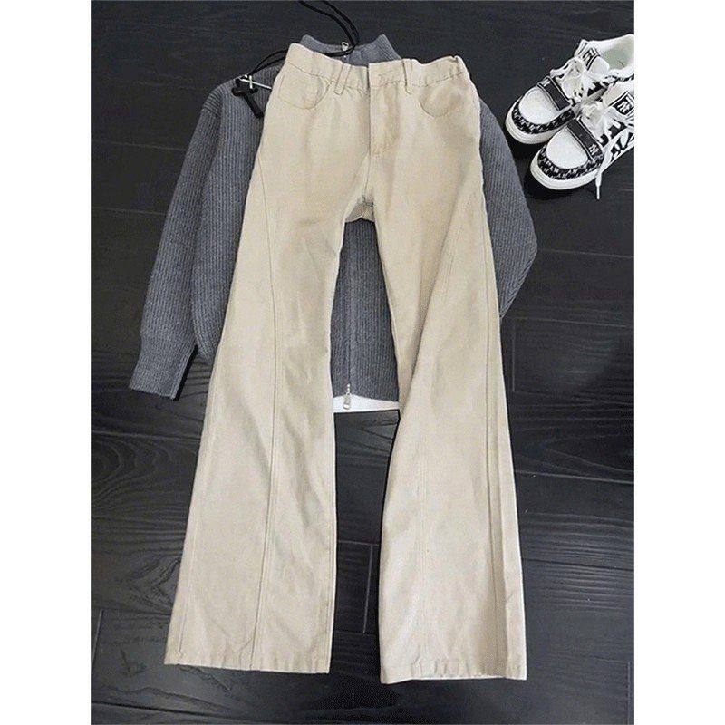 美式微喇弯刀修身裤子显瘦米男