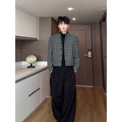 西装香风小千鸟格粗花呢廓形男