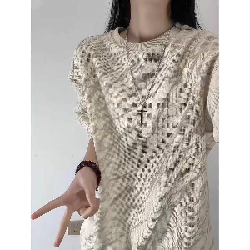 卫衣保暖扎染圆领男加绒搭复古