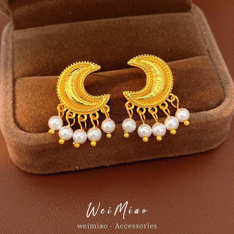 珍珠银针轻奢欧美风复古耳饰精致