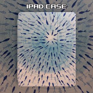 12.9英寸第7 適用蘋(píng)果Air3 6書(shū)本式 4平板iPadPro三折保護(hù)套原創(chuàng)小眾藝術(shù)蠟筆小魚(yú)帶筆槽mini5 9代保護(hù)殼