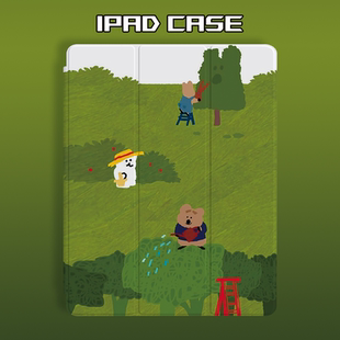 适用于iPadAir4/5/6平板24款Pro保护套第十代mini6原创小众可爱花栗鼠iPad7/8/9三折书本式13英寸笔槽保护壳