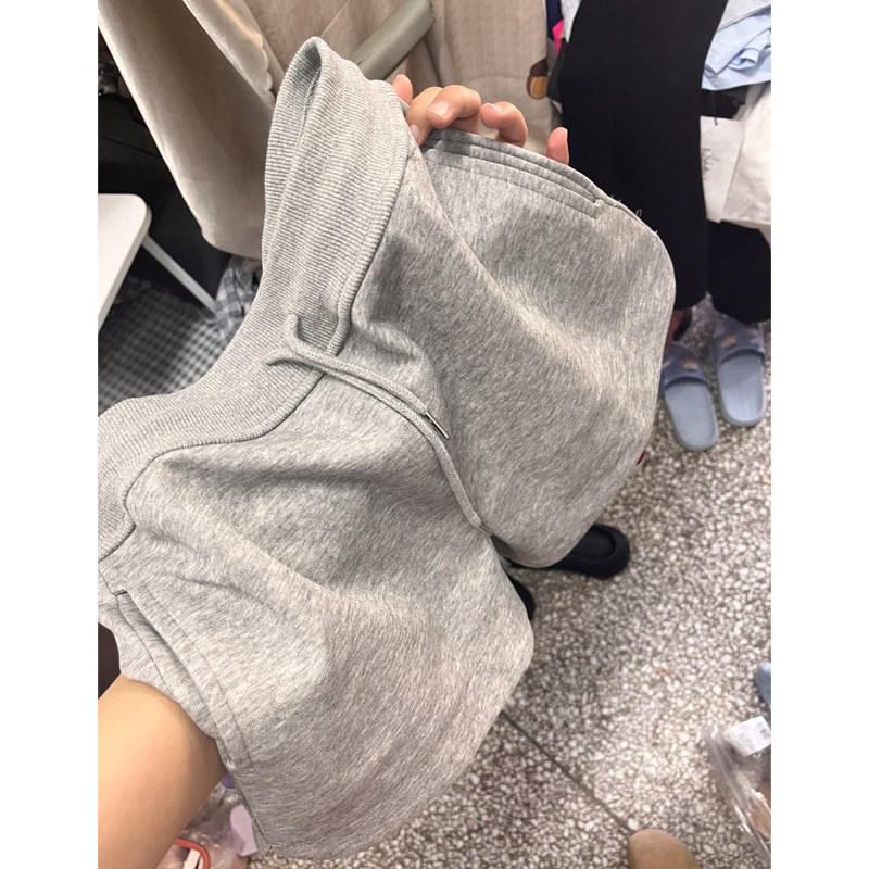 美式a字短裤女款夏季运动休闲高腰健身居家宽松薄款外穿睡裤灰色