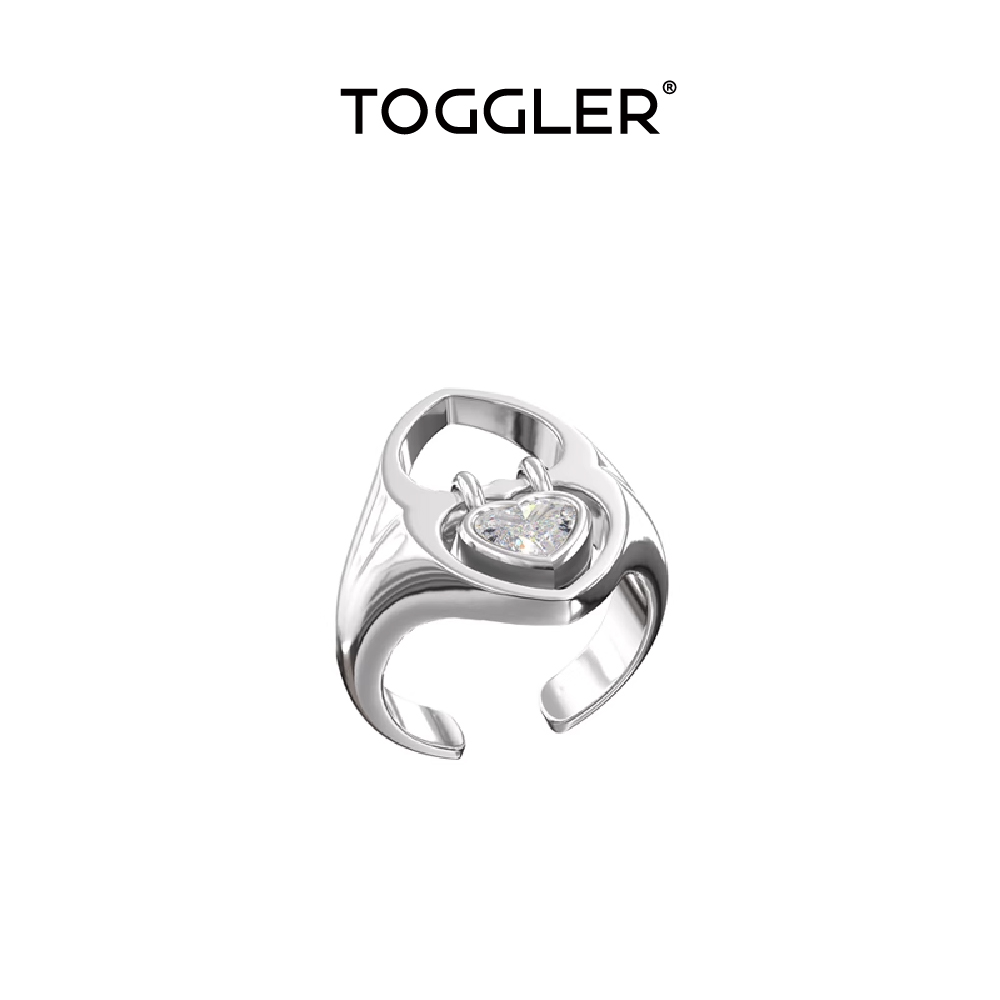 TOGGLER爱心可翻折镂空925银戒指