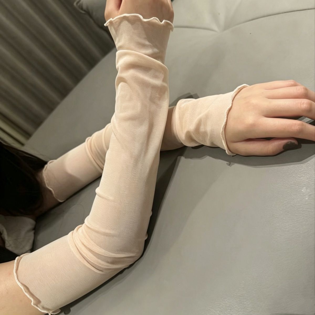 网纱蕾丝袖套轻薄透气遮疤纹身护手臂套夏天防晒袖套男女防紫外线