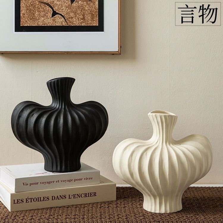 塑料艺术仿陶瓷花瓶高级感摆件