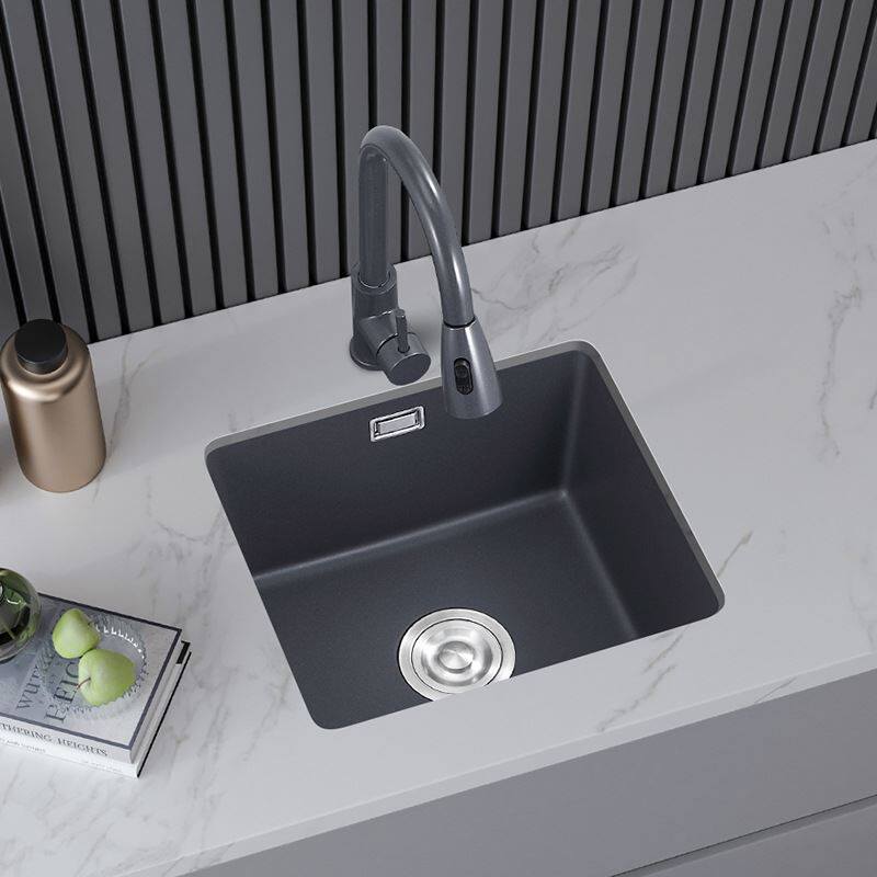 深灰色石英石水槽台下大单槽厨房洗碗池一体成型洗菜盆小户台上盆