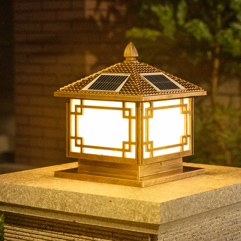 太阳能柱头灯庭院围墙led门柱灯别墅大门口柱子灯户外防水墙头灯