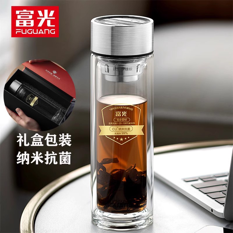 富光高档端双层玻璃水杯男