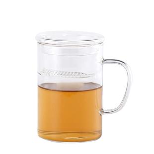 玻璃月牙水泡茶杯办公室盖带把杯耐滤热过绿茶杯家用带月牙彩把透