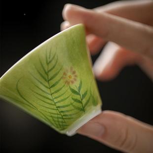明知山志翠花小豆云归茶杯 陶瓷 功夫缥茶具手mitc家用绘 品茗杯