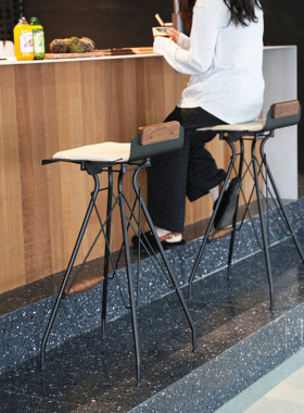 吧台椅高脚凳吧台凳吧台椅子轻奢高级感家用酒吧咖啡收银台靠背椅