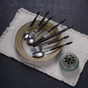 筷子勺子餐具套装家用叉子不锈钢筷托架实木宜家个人专用日式轻奢