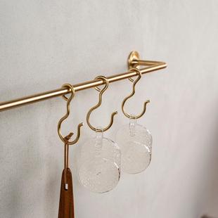 黄铜毛巾挂杆卫生间浴巾架置物架高级感浴室厨房打孔挂钩毛巾架子