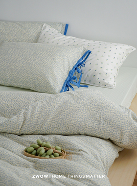 造卧zwow【利伯缇】撞色碎花100全棉纯棉精梳棉柔软A类床品四件套