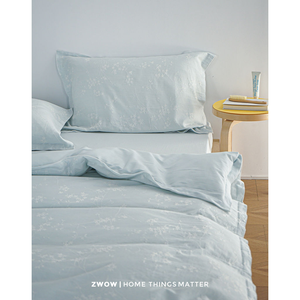 造卧zwow秋冬新款花卉提花肌理亲肤100全棉纯棉床单被套四件套
