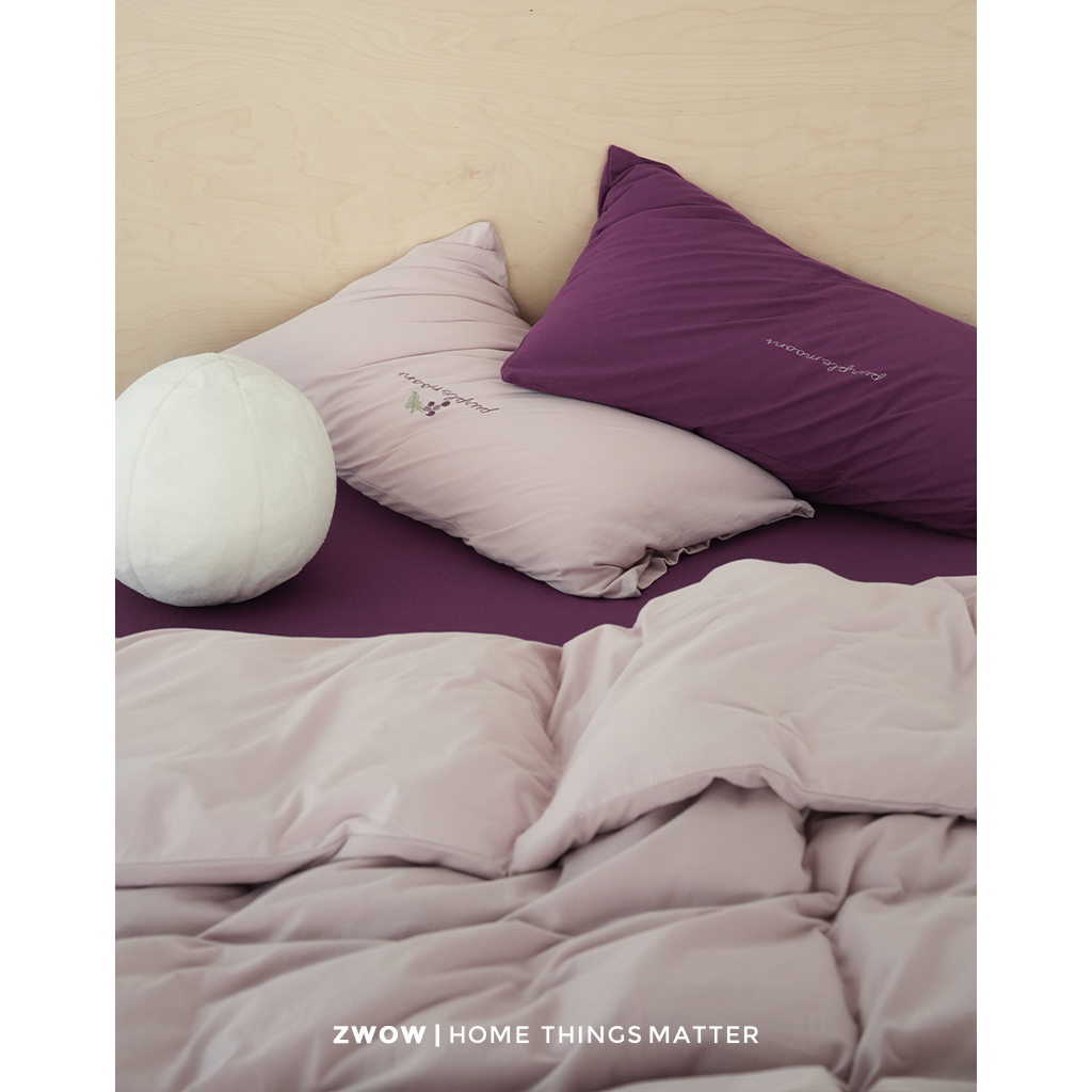 造卧zwowA类全棉针织棉紫色葡萄刺绣温柔风柔软裸睡床单笠四件套