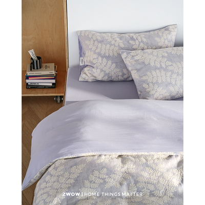 造卧zwow【雪绒花】全棉紫色系立体提花植物图案厚实北欧风四件套