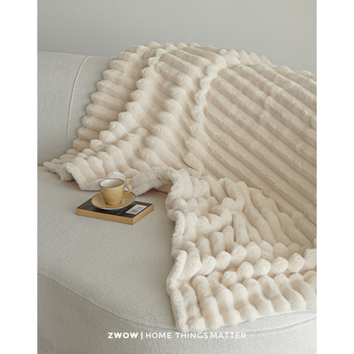 毯子珊瑚绒造卧撸猫感北欧