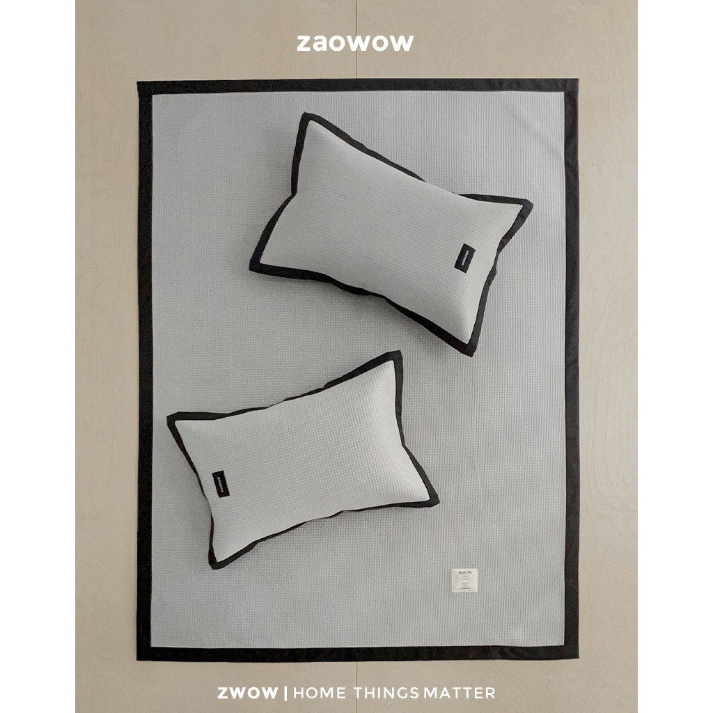 造卧zwow夏季设计感凉席床席灰色冰丝席三件套抗菌防螨凉感软席子