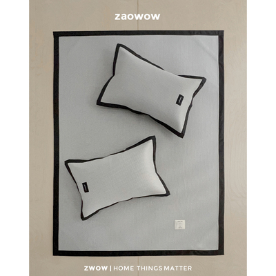 造卧zwow夏季设计感凉席床席灰色冰丝席三件套抗菌防螨凉感软席子