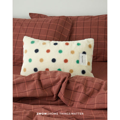 波点仿兔毛抱枕造卧撸猫感