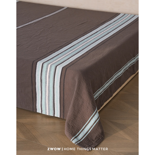 造卧zwow【乔克棕】中古风条纹全棉纯棉多功能盖毯床盖沙发巾毯子