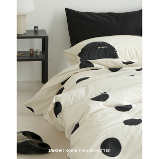 造卧zwow原创设计师款 INS草间弥生波点100全棉高支床单床上四件套