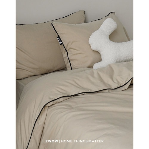 造卧zwow春夏季奶油色系ins滚边纯棉全棉床笠床上四件套轻奢高级