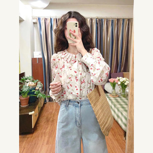 女早秋新款 法式 复古碎花长袖 衬衫 温柔气质通勤上衣 小众别致小衫