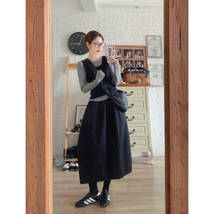 叠穿马甲半身裙套装 一整套ootd穿搭高智淡人风早秋通勤套装 打底衫