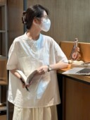 两件套装 亚麻棉麻裙裤 小香风衬衫 日系松弛感休闲气质小众女夏法式