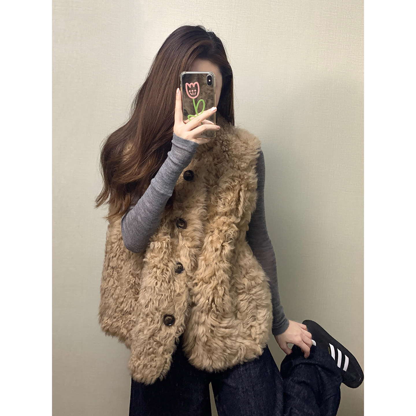 秋冬氛围感温柔风穿搭打底衫叠穿羊羔毛马甲外套休闲牛仔裤三件套,女装/女士精品,时尚套装,淘宝优惠券,粉丝福利购,淘宝优惠卷