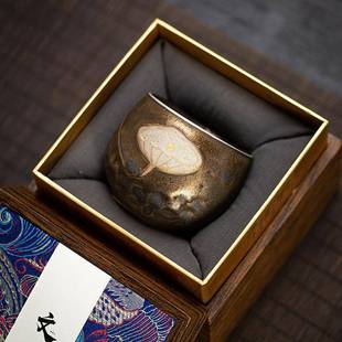 日XDBZ30瓷式 莲生吉祥主人杯 手杯工鎏夫金陶单杯功茶具大肚杯茶