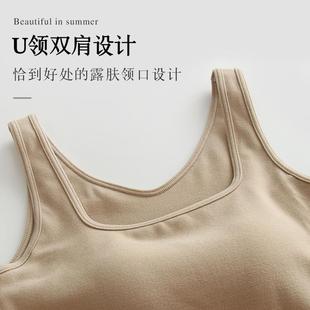 背德内绒保暖背心女带胸垫免穿文胸一式 秋冬季 体加绒加UDN厚美衣