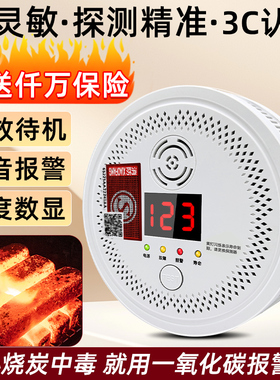 一氧化碳报警器家用室内烧煤炉防co中毒煤烟浓度探测3C认证检测仪