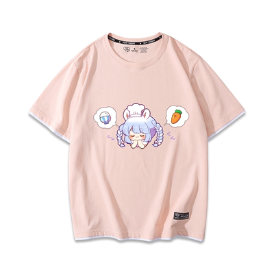 Hololive虚拟主播周边男女短袖兔田佩克拉纯棉百搭休闲假两件t恤